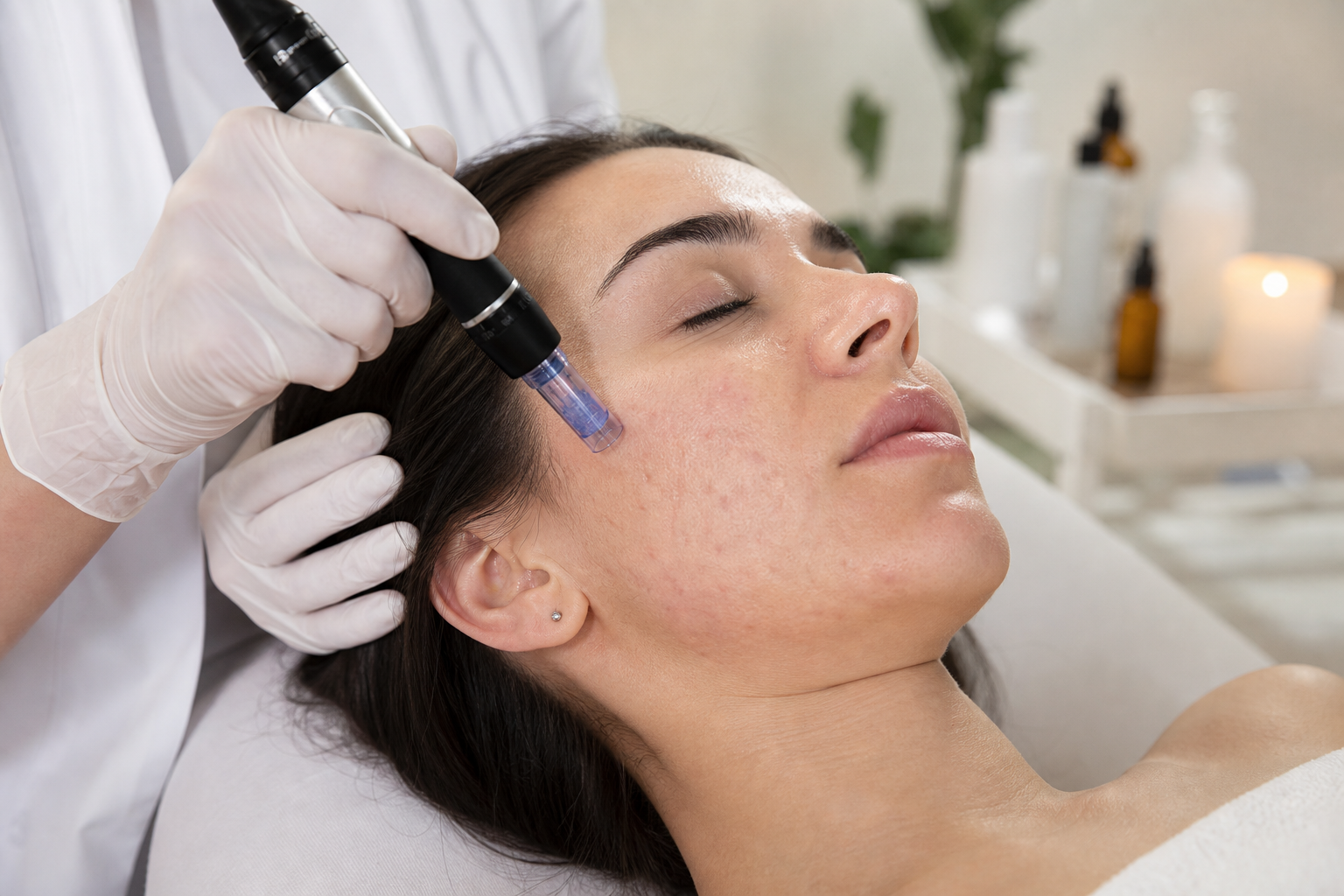 Titelbild zu „Microneedling bei Aknenarben: Ablauf, Wirkung und Hautpflege danach“